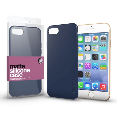 Szilikon matte tok, hátlap ultra vékony sötétkék Apple iPhone 7/8/SE