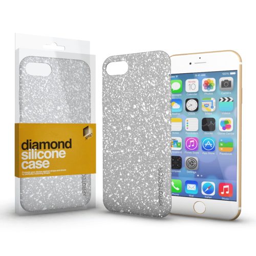 Szilikon csillogós tok (Diamond) Ezüst Apple iPhone 7 / 8 / SE (2020)