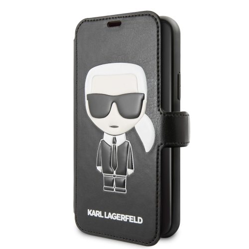 Karl Lagerfeld iPhone 11 flip, kinyithatós tok FEKETE