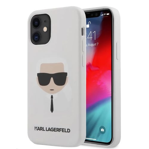 Karl Lagerfeld Karl mintás szilikon soft-touch tok, hátlap FEHÉR iPhone 12 / 12 Pro