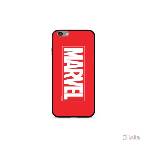 Marvel logós üveg hátlapos tok, hátlap PIROS iPhone X