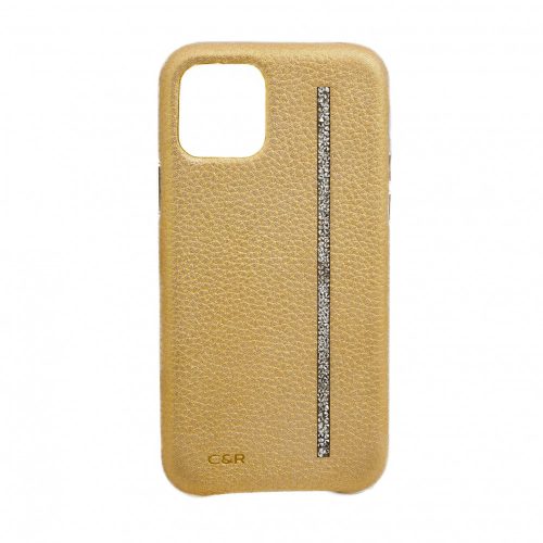 Cango & Rinaldi iPhone 11 Pro arany bőr tok fehér Swarovski kristályokkal