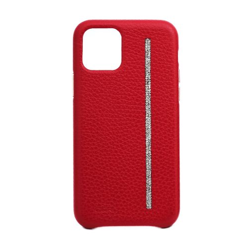 Cango & Rinaldi iPhone 11 Pro piros bőr tok fehér Swarovski kristályokkal