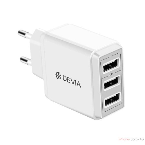 Devia C09 3x USB töltő adapter FEHÉR 3.4A