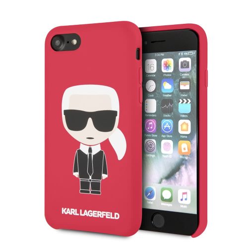 Karl Lagerfeld Szilikon soft-touch tok, hátlap PIROS iPhone SE / 8 / 7