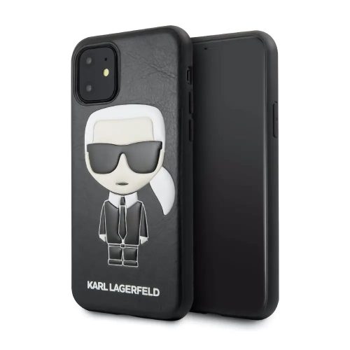 Karl Lagerfeld bőrhatású tok, hátlap FEKETE iPhone 11