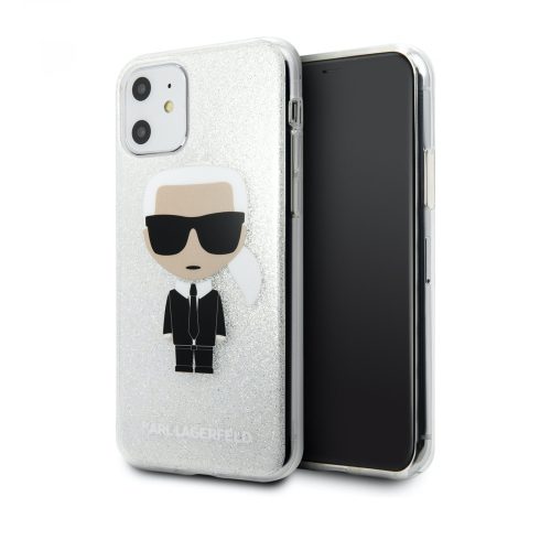 Karl Lagerfeld csillogós Karl mintás szilikon tok, hátlap iPhone 11