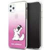 Karl Lagerfeld Choupette mintás átlátszó pink szilikon tok, hátlap iPhone 11 Pro Max